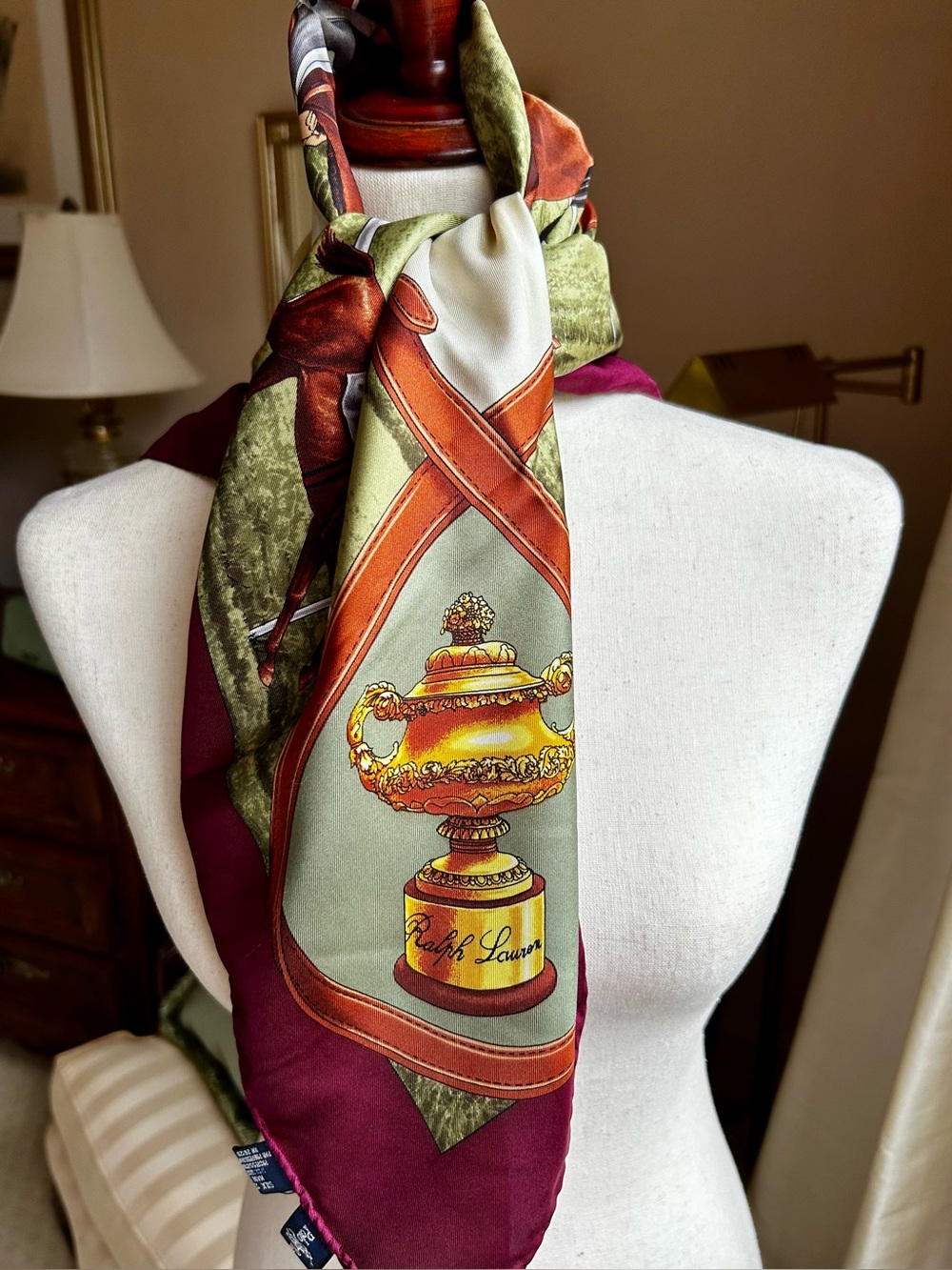 Vintage Collection Ralph Lauren Early 1990’s Silk Derby / Equestrian Scarf - Picture 2 of 8